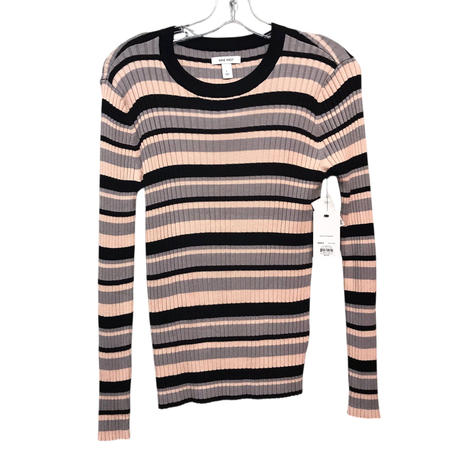 Sweater By Nine West In Black & Pink, Size:L