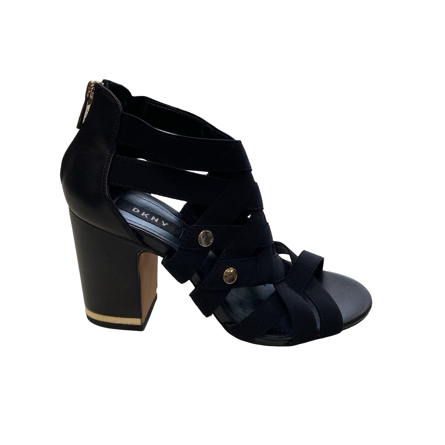 Sandals Heels Block By Dkny In Black, Size:7