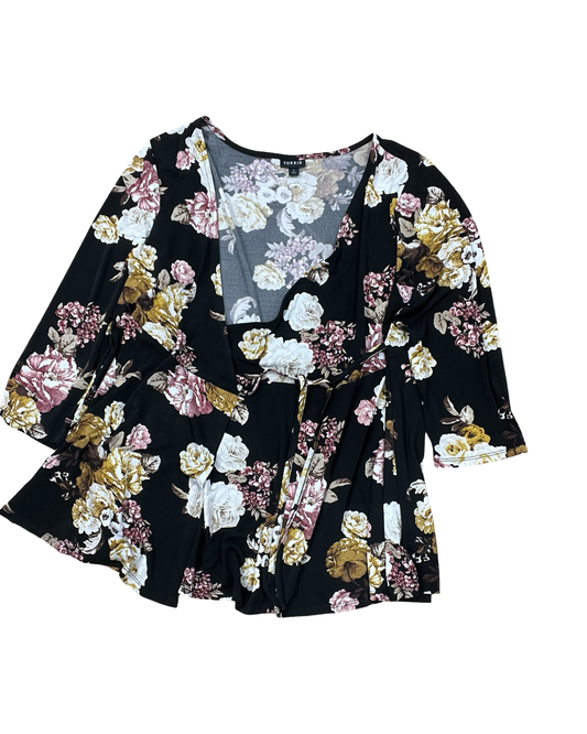 Top 3/4 Sleeve By Torrid In Black & Cream, Size:1X