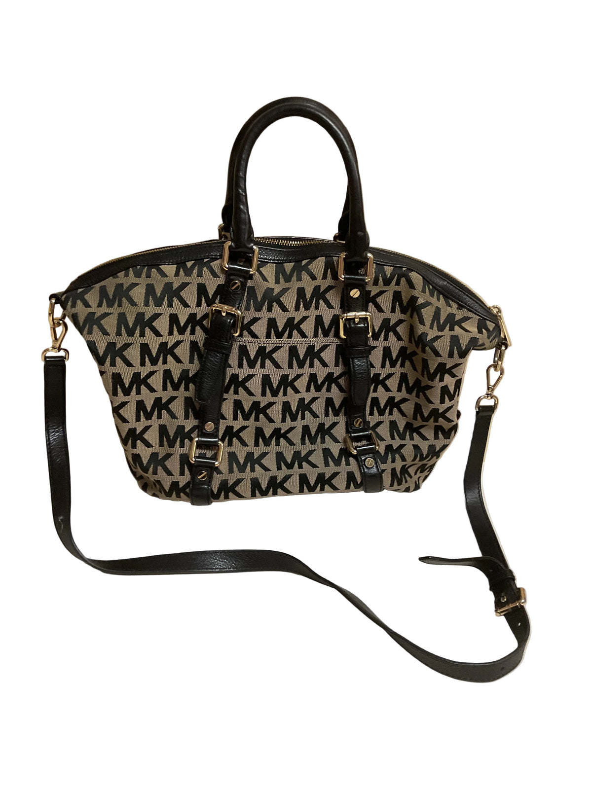 Handbag Designer By Michael Kors In Black & Tan, Size:Large