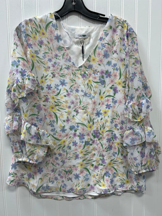 Top Ls By Calvin Klein In Floral Print, Size:M NWT