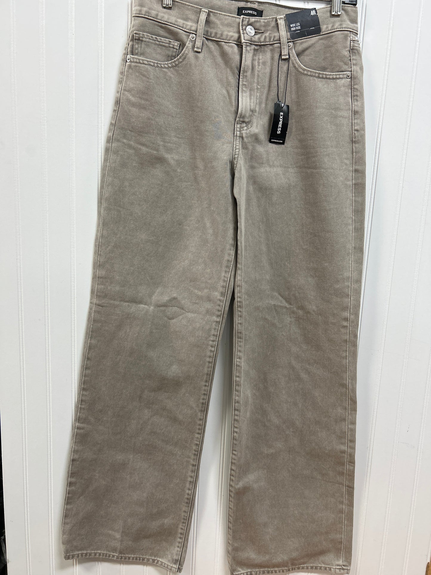 Jeans Wide Leg By Express In Taupe, Size:4 NWT