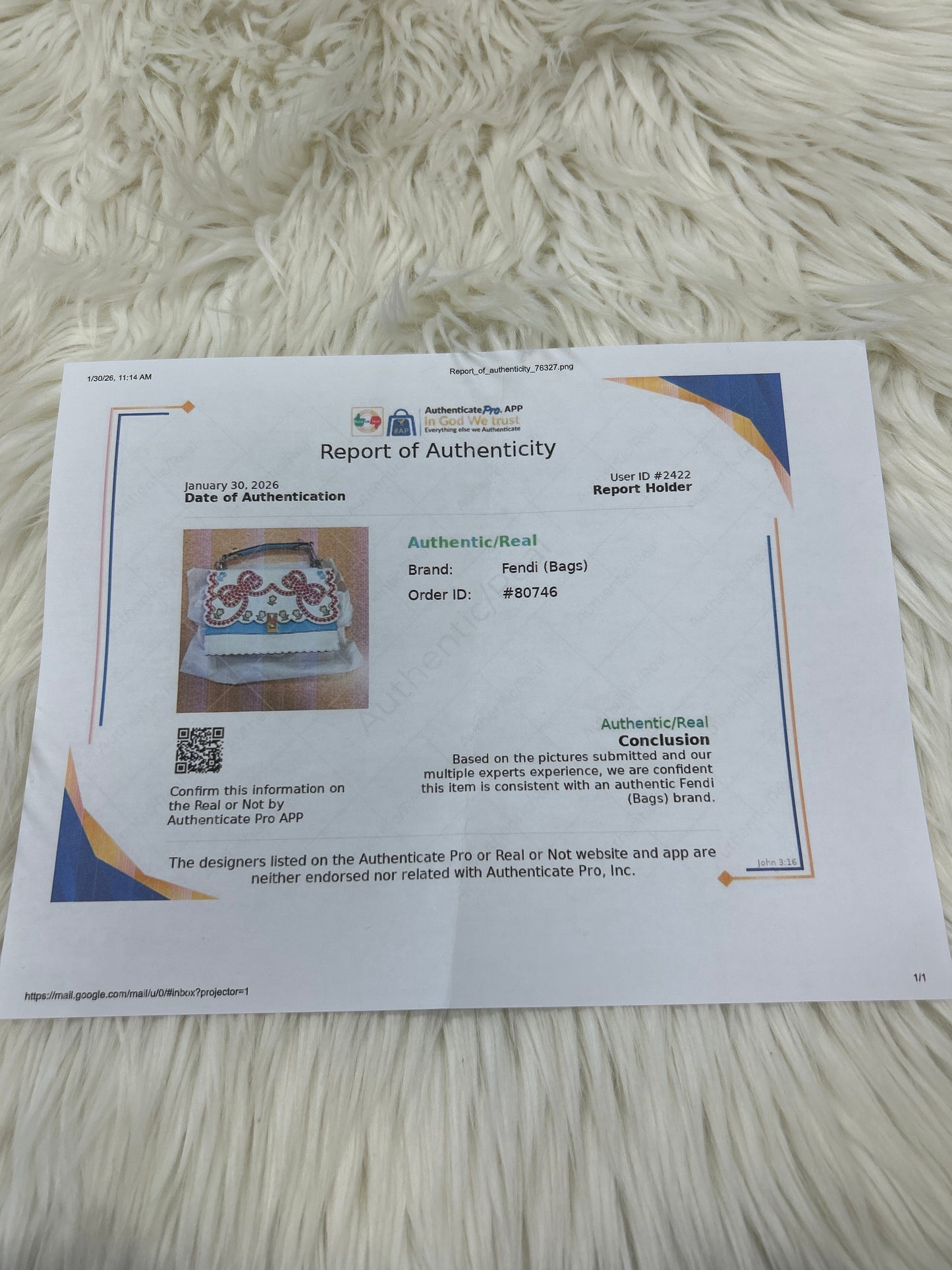 Handbag Luxury Designer By Fendi In Cream & Red, Size:Medium