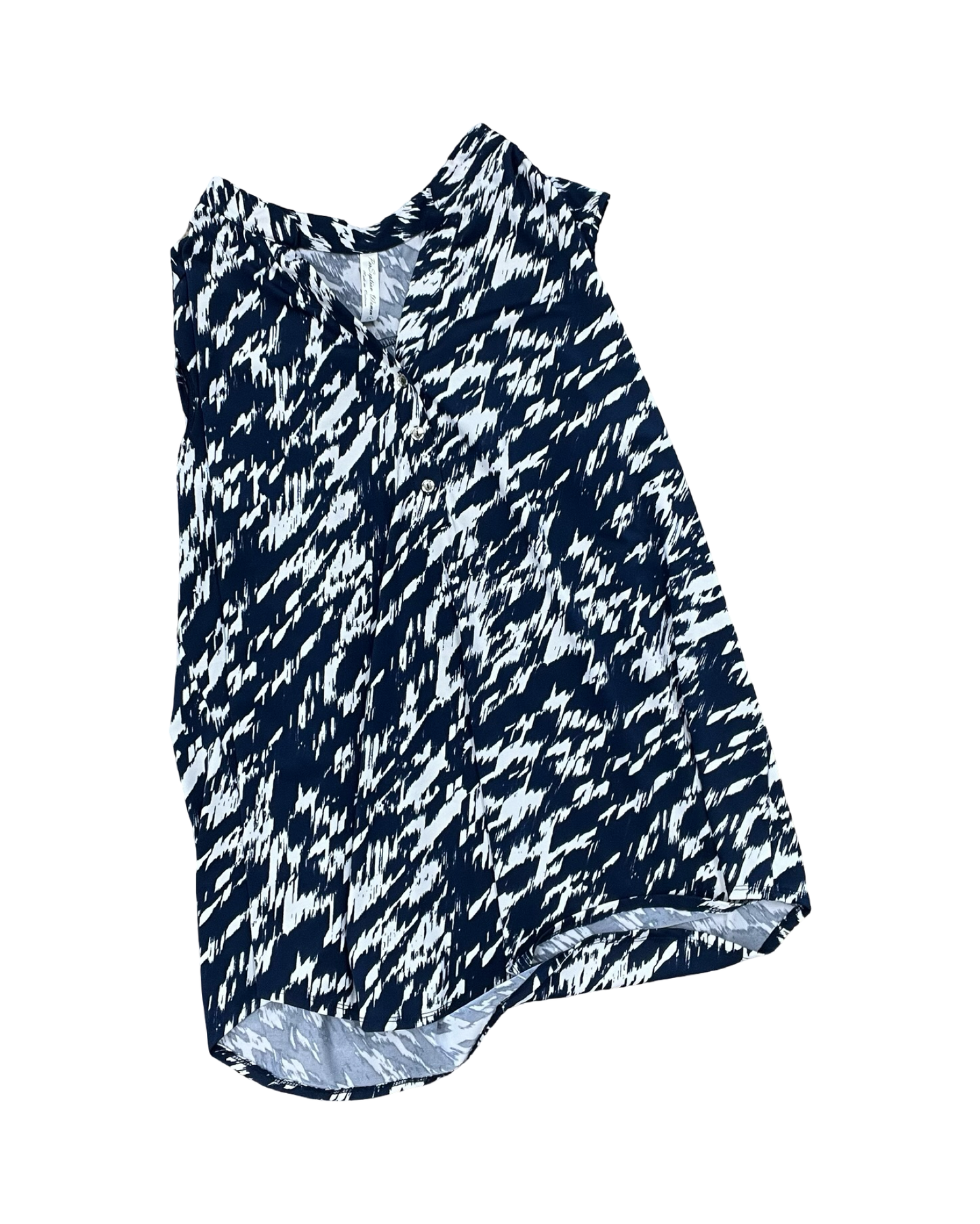 Top Sleeveless By Perseption Concept In Blue & White, Size:1X