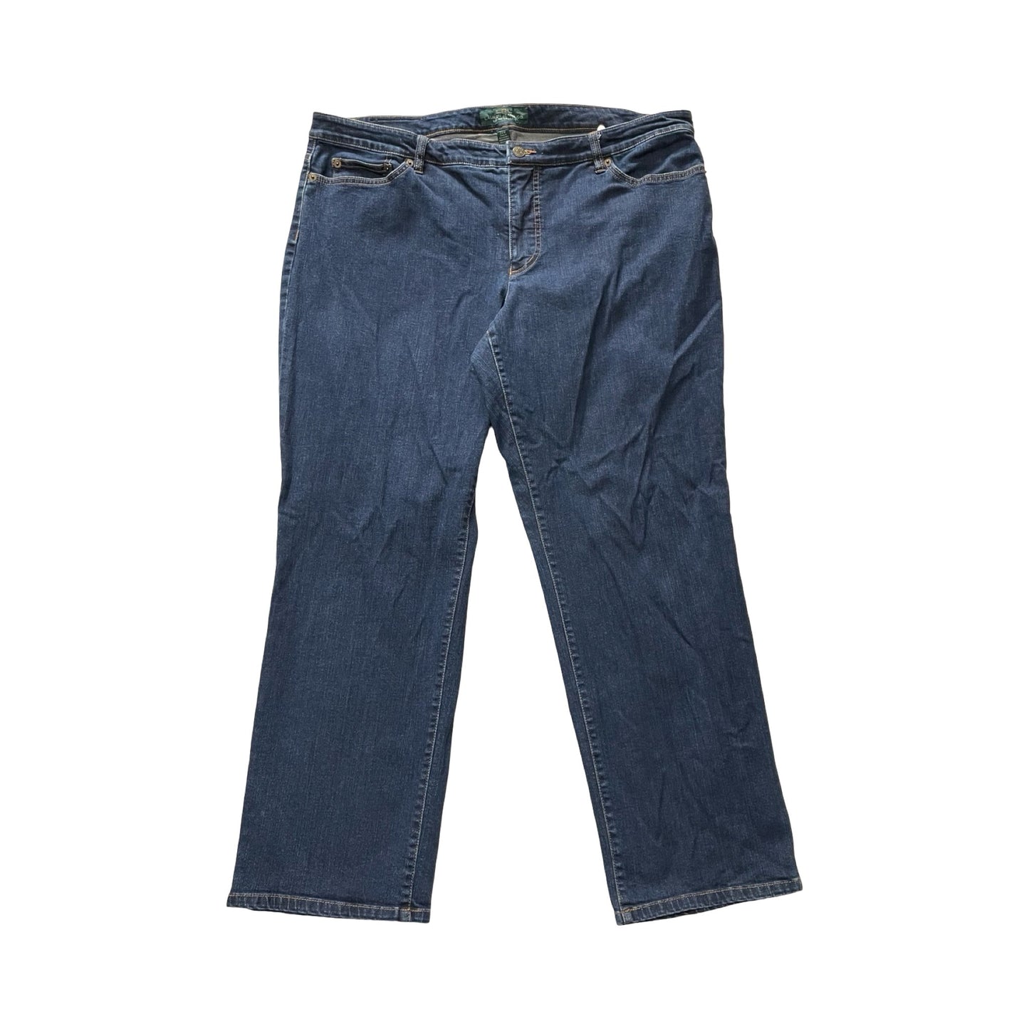 Jeans Straight By Lauren By Ralph Lauren In Blue Denim, Size:20