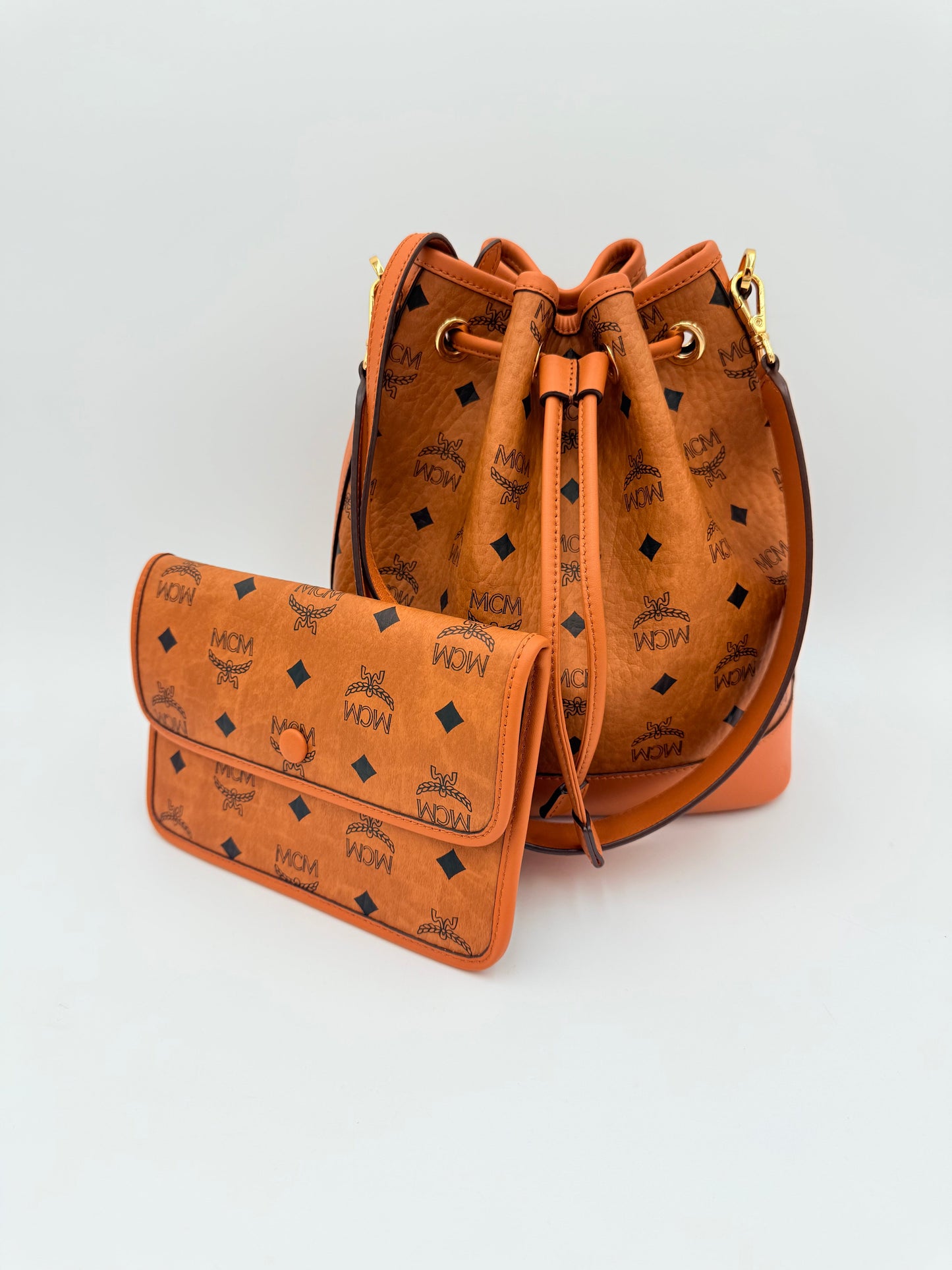 Handbag Luxury Designer By Mcm In Brown, Size:Medium