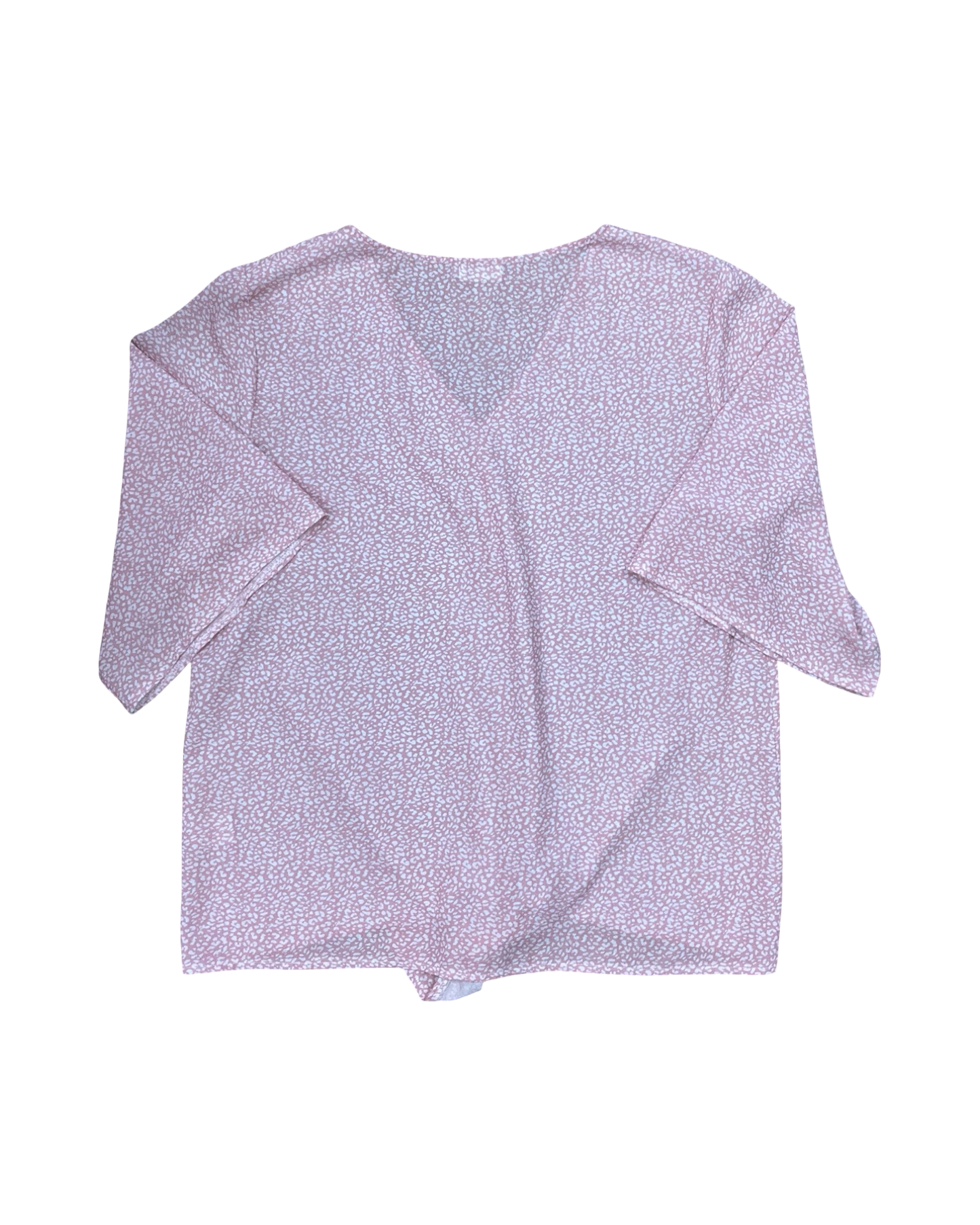 Top 3/4 Sleeve By Clothes Mentor In Pink & White, Size:L