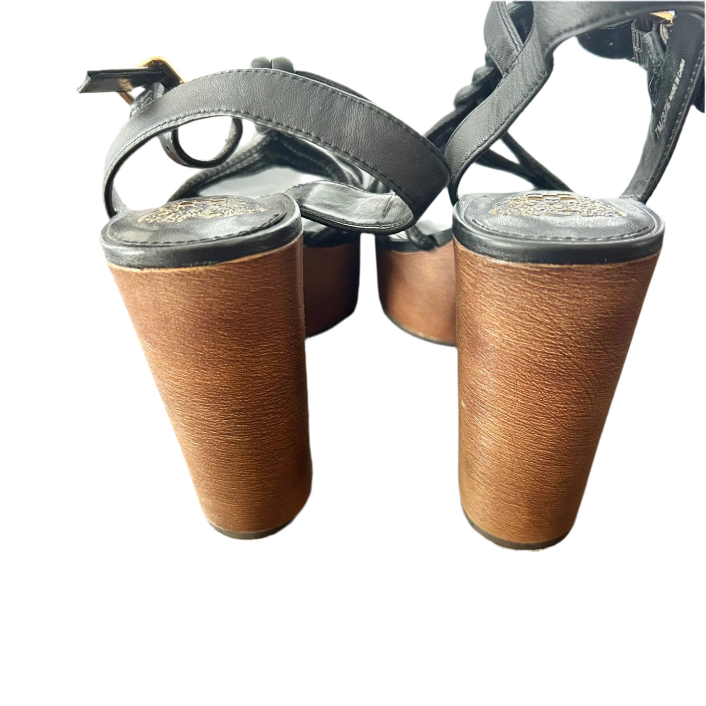 Sandals Heels Block By Vince Camuto In Black & Brown, Size: 7