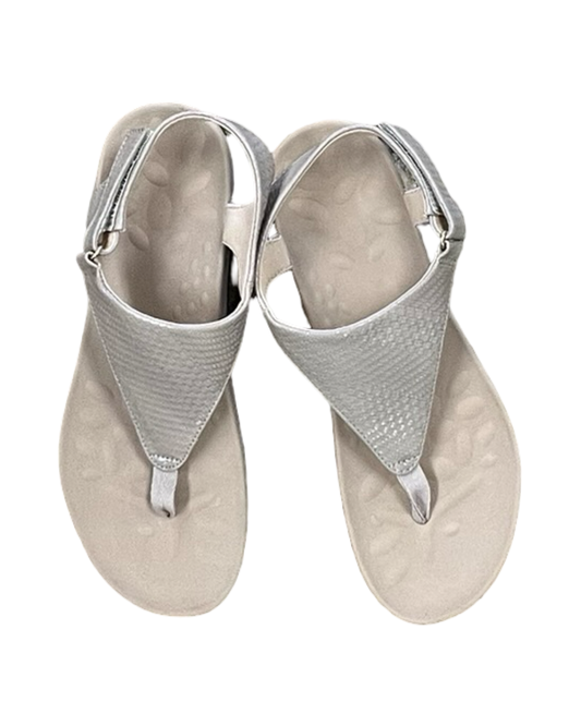 Sandals Flats By Clothes Mentor In Tan, Size:7.5