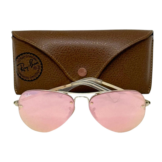 RB3449 Pilot Sunglasses Designer By Ray Ban In Polished Arista Gold Copper Mirror