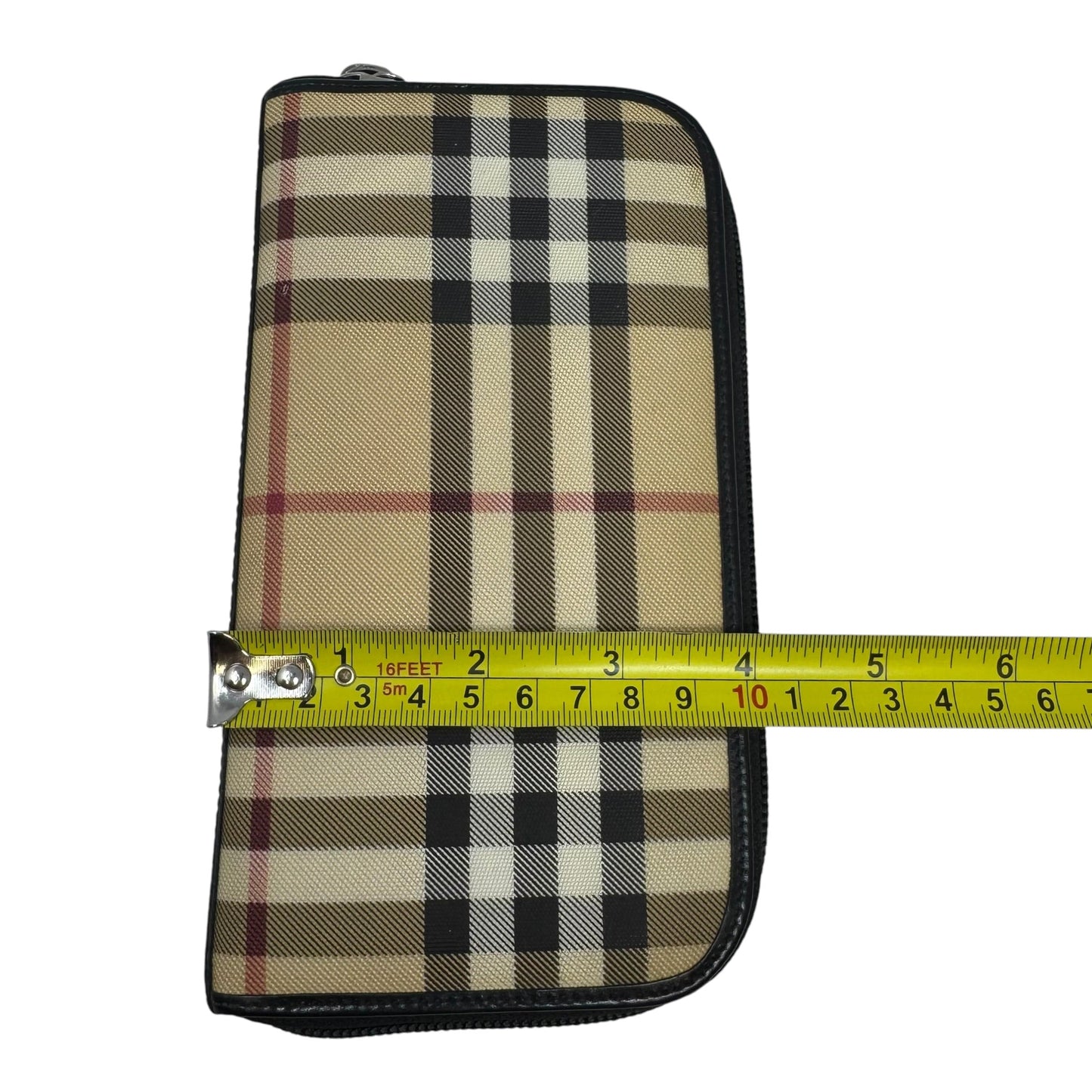 Nova Check Zip Around Wallet Luxury Designer By Burberry, Size: Large