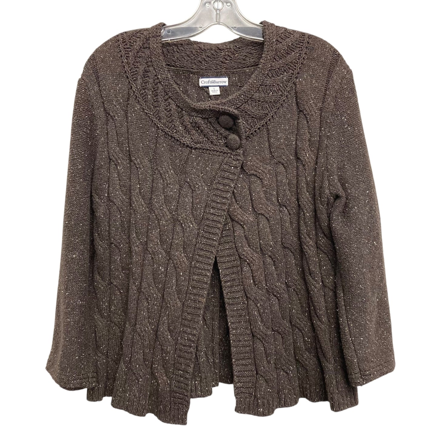 Cardigan By Croft And Barrow In Brown, Size:L