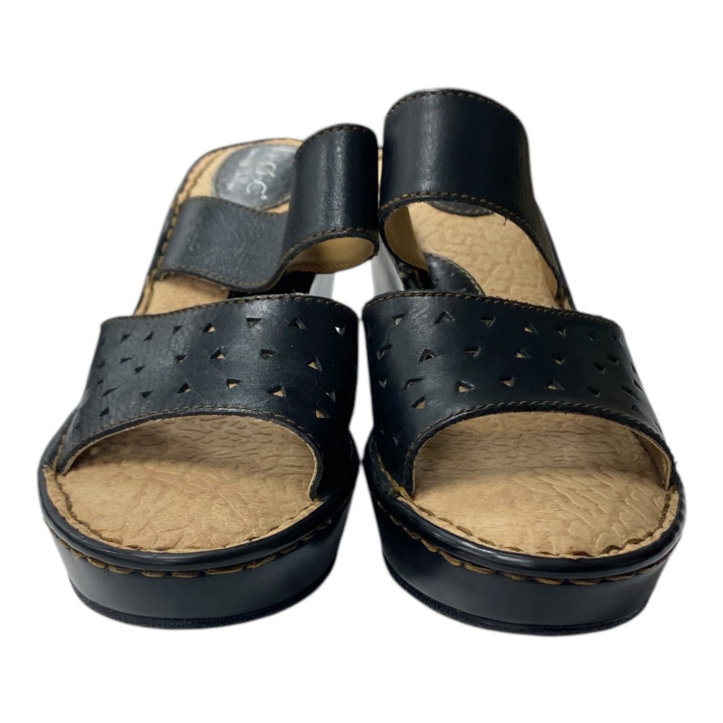 Sandals Heels Wedge By Boc In Black & Brown, Size:8