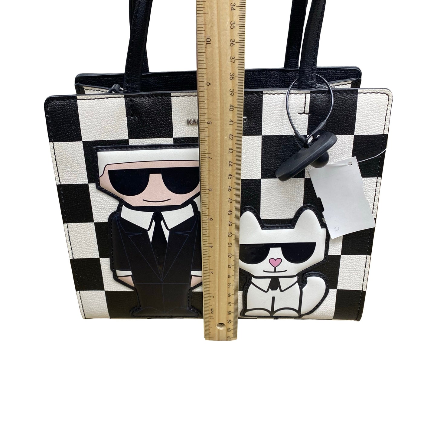 Handbag Designer By Karl Lagerfeld In Black & White, Size:Medium