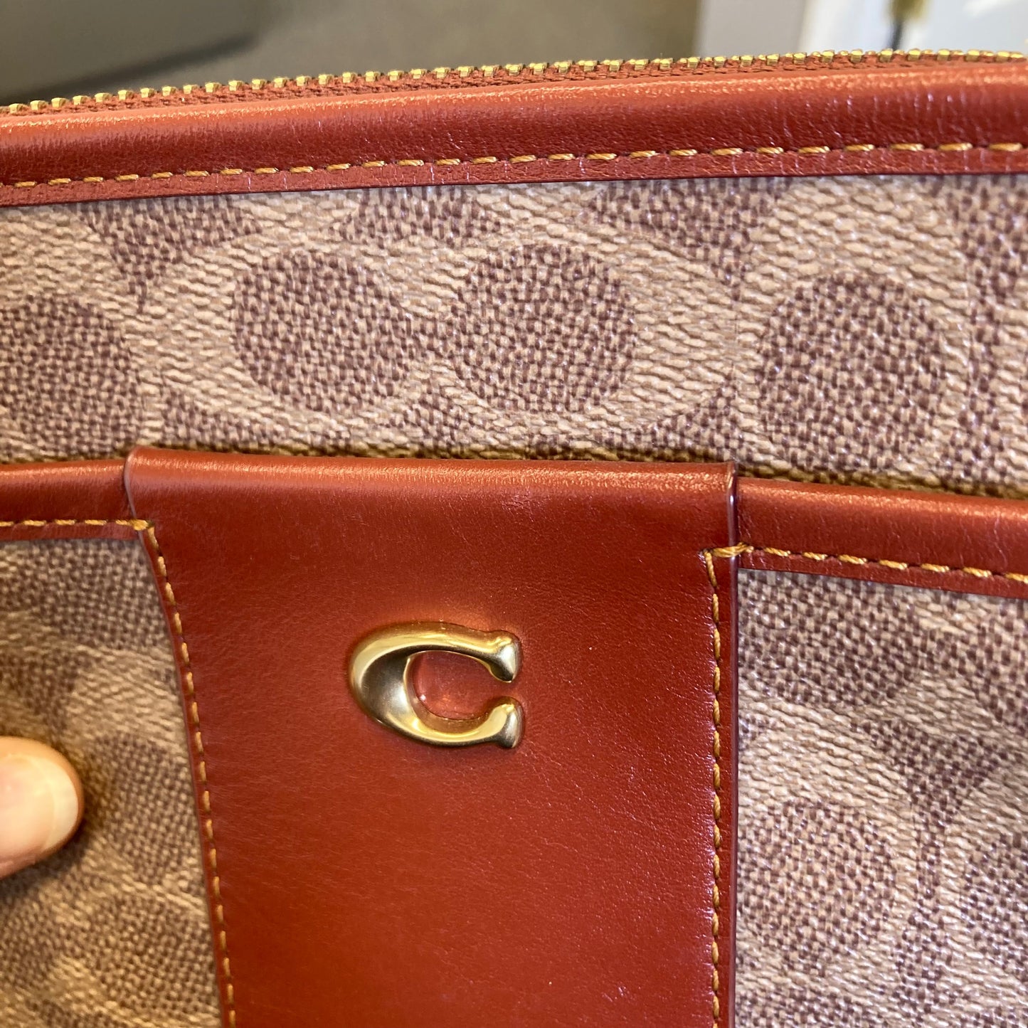 Crossbody Designer By Coach In Brown & Tan, Size:Small