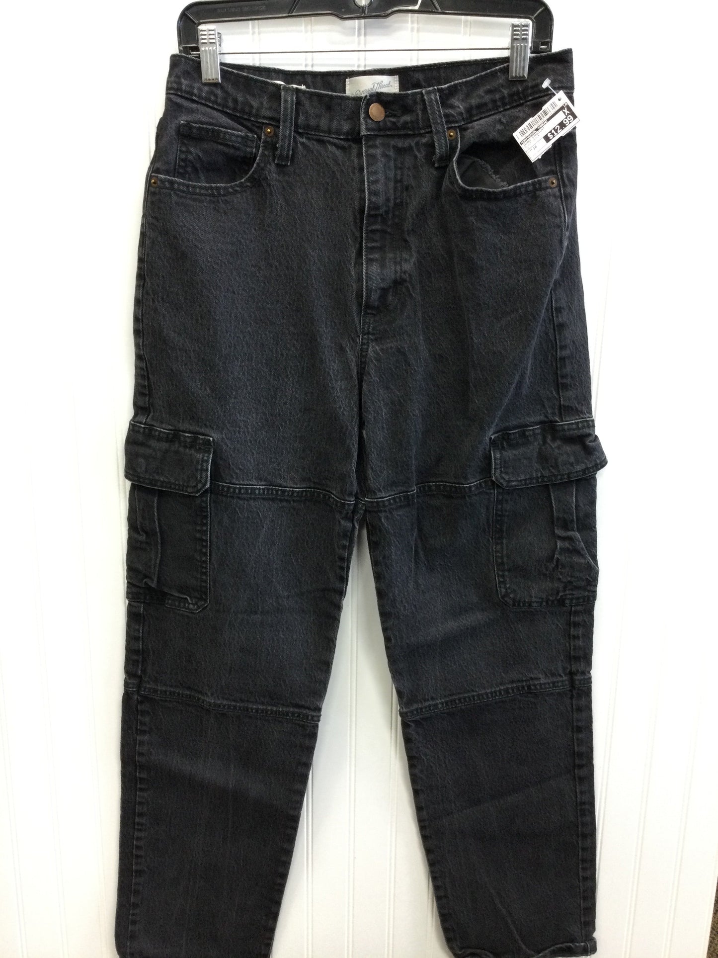 Jeans Straight By Universal Thread In Black Denim, Size:10