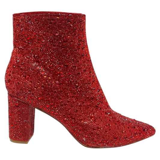 Boots Ankle Heels By Betsey Johnson In Red, Size:10