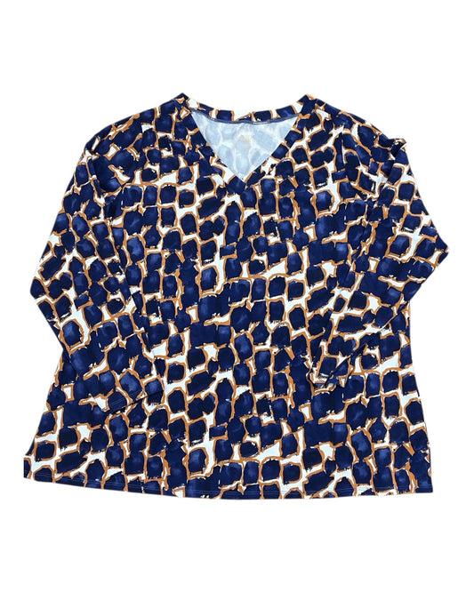 Top Ls By Clothes Mentor In Blue & White, Size:1X