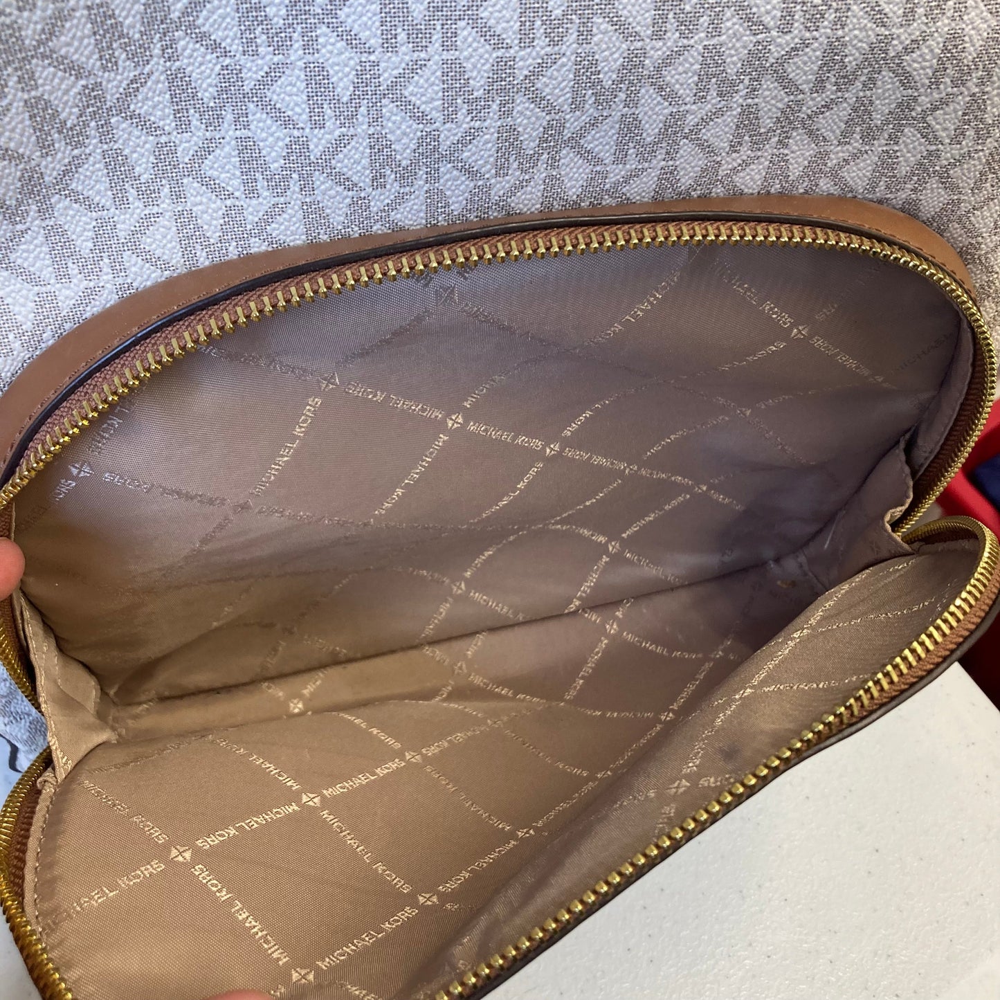 Backpack Designer By Michael Kors In Brown & White, Size:Large