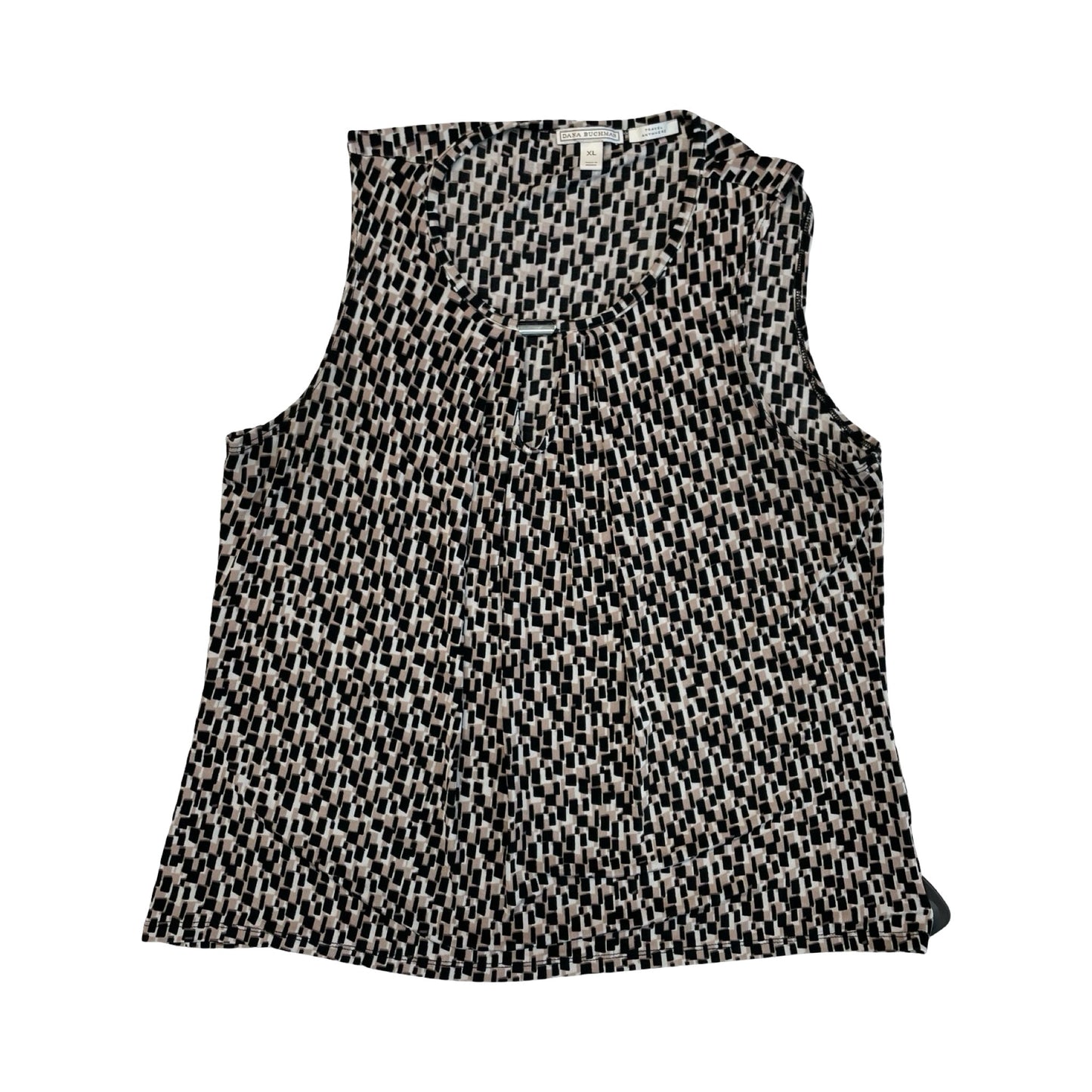 Top Sleeveless By Dana Buchman In Black & Brown, Size:Xl