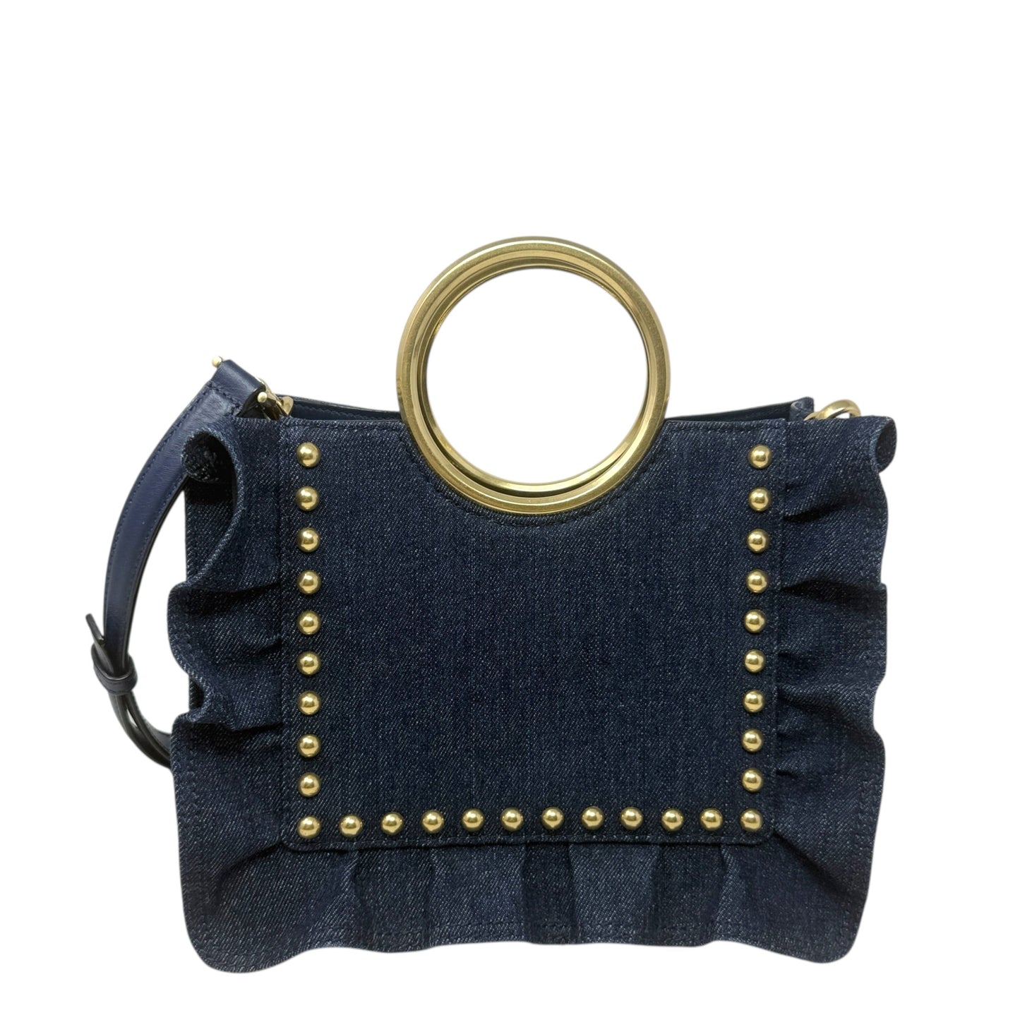 White Rock Road Denim Sam Satchel Designer By Kate Spade, Size: Small