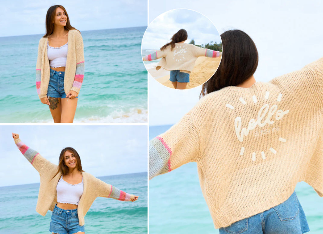 2024 Hello Sunshine Cardigan By SALTWATER LUXE In Tan, Size: L