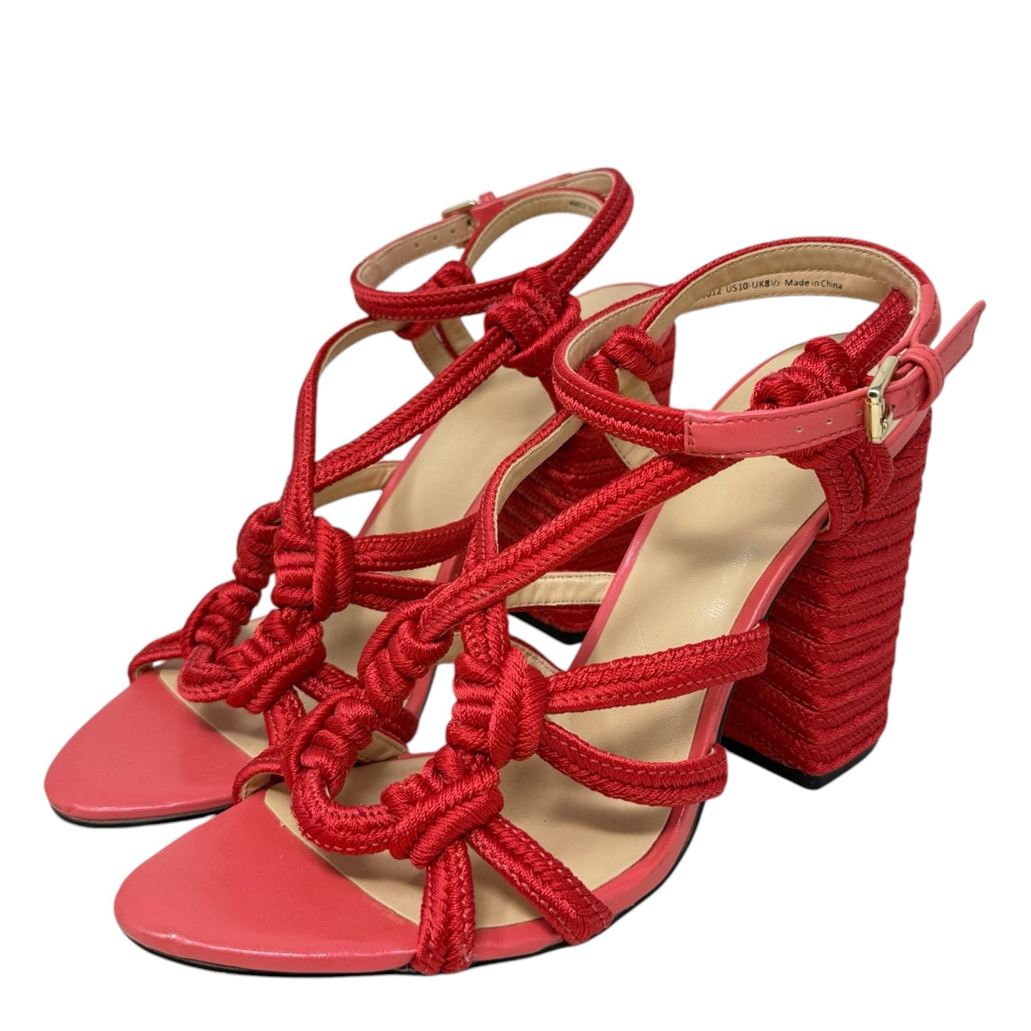Tiptoe Rope Knotted Sandals Heels Block By Cabi In Red, Size: 9