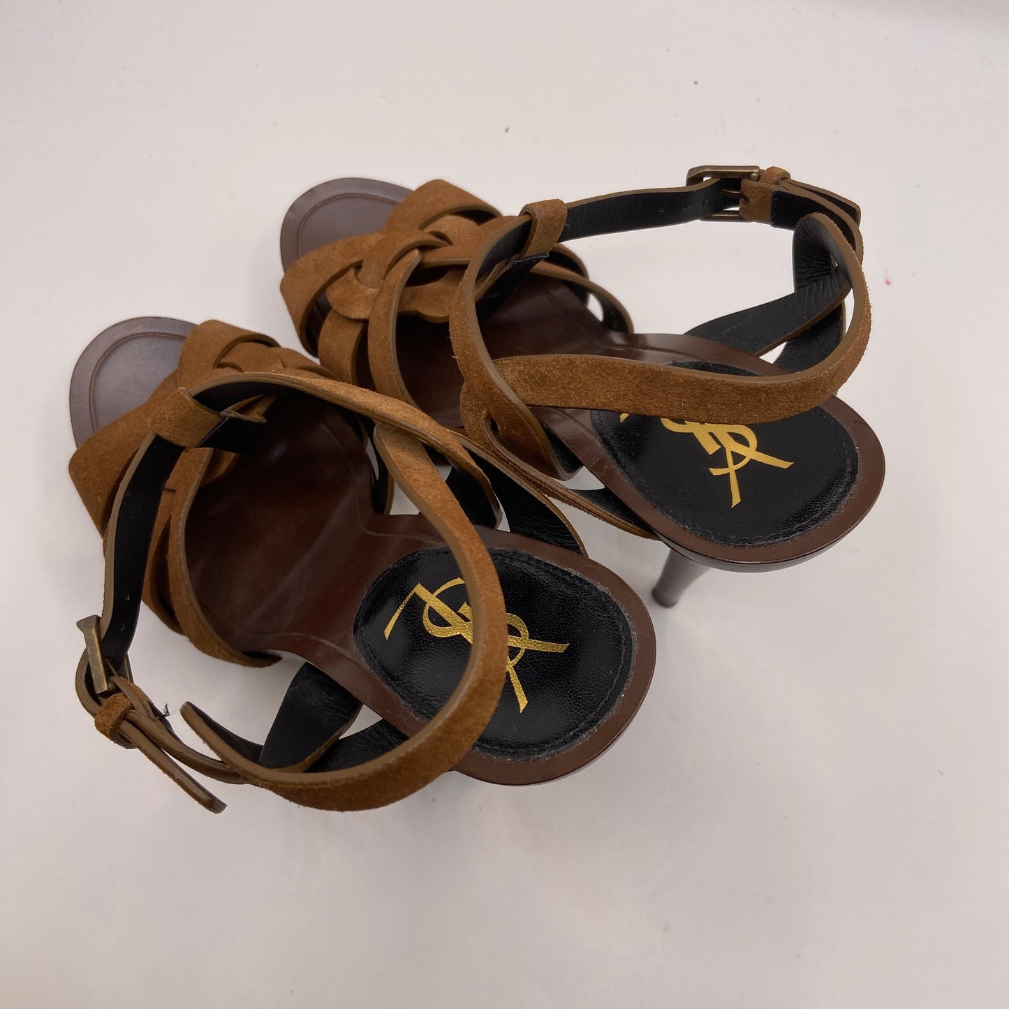 Shoes Luxury Designer By Yves Saint Laurent In Brown, Size: 7.5