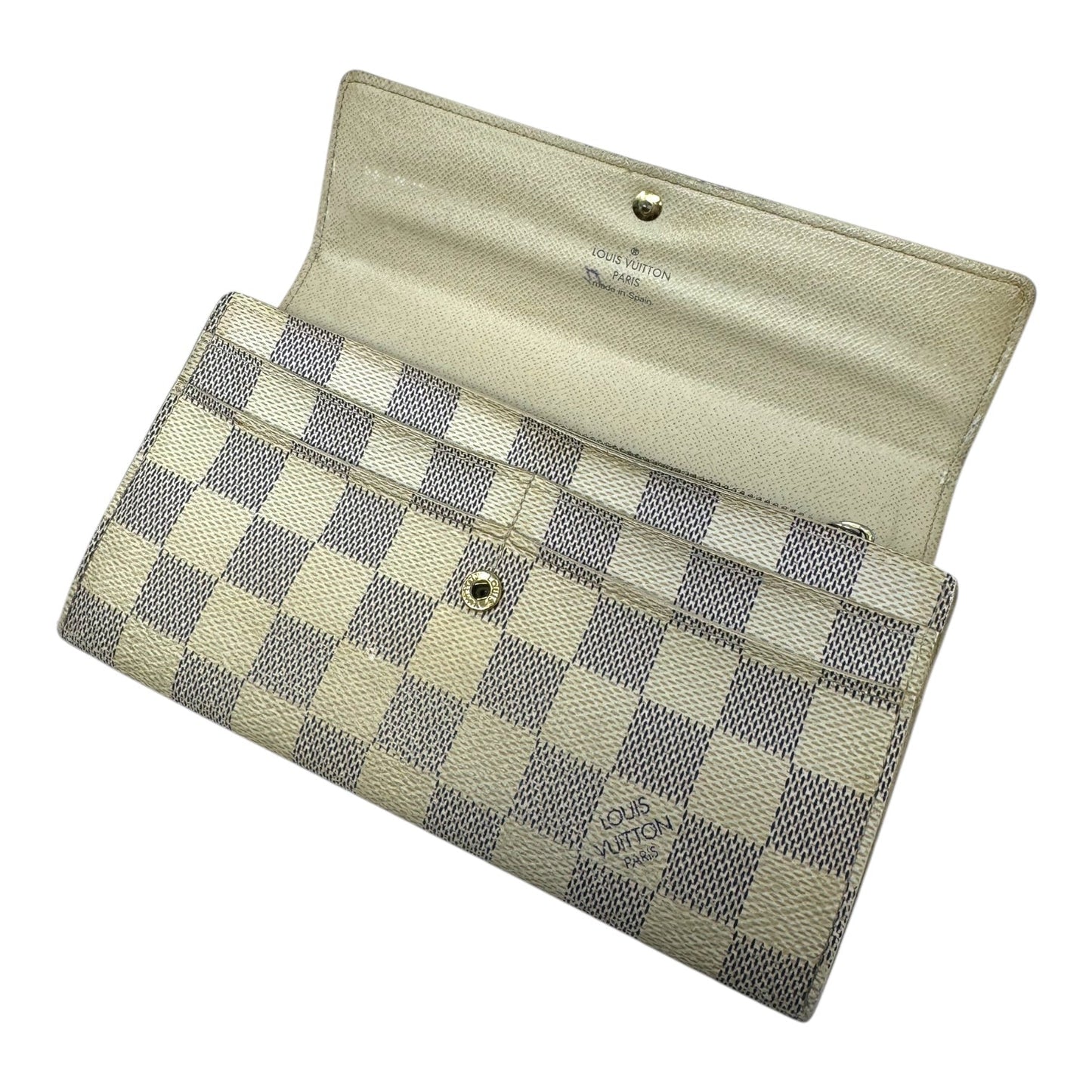 Damier Azur Sarah Wallet Luxury Designer By Louis Vuitton, Size: Large