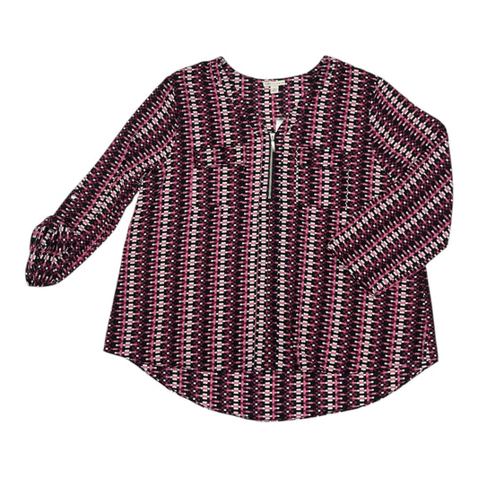 Blouse Ls By Cato In Black & Pink, Size:Xl