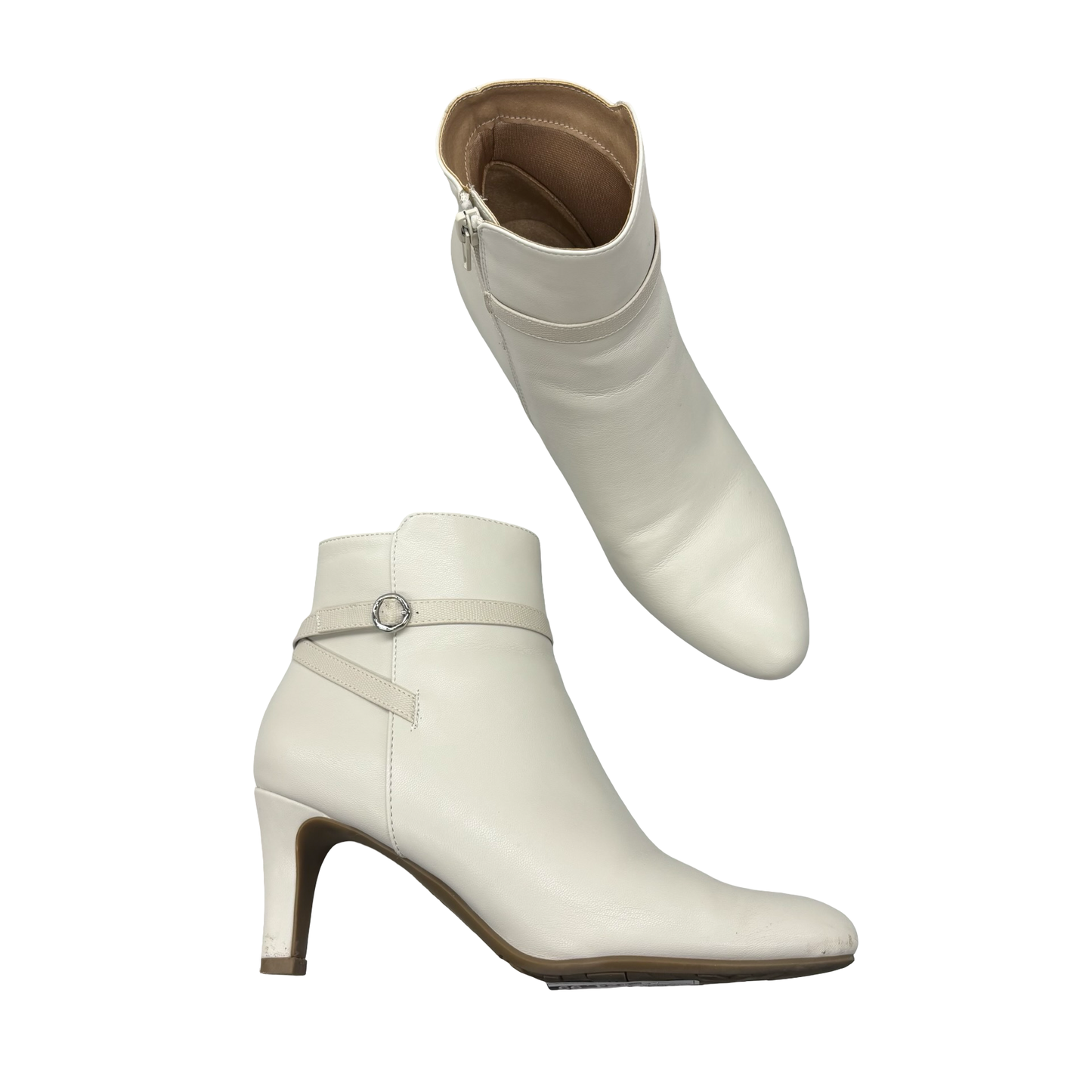 Boots Ankle Heels By Life Stride In Cream, Size:8