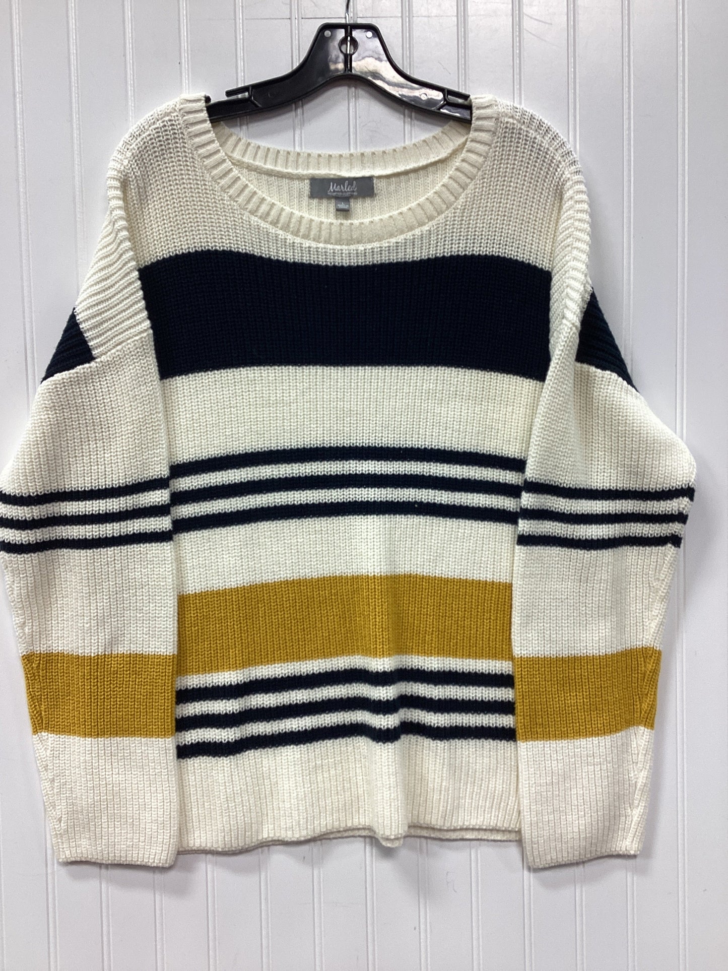 Sweater By Marled In White & Yellow, Size:L