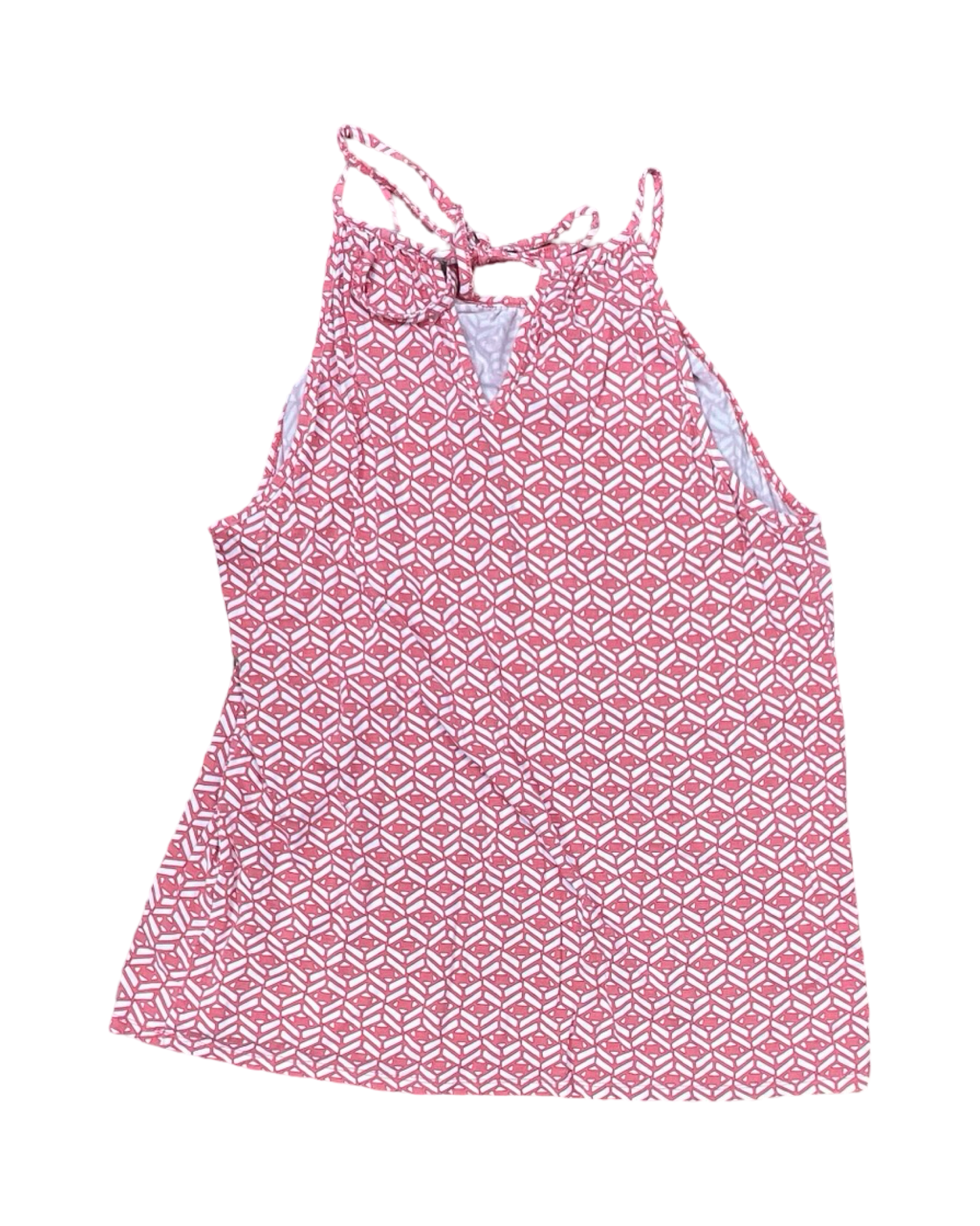 Top Sleeveless By Skies Are Blue In Pink & White, Size:L