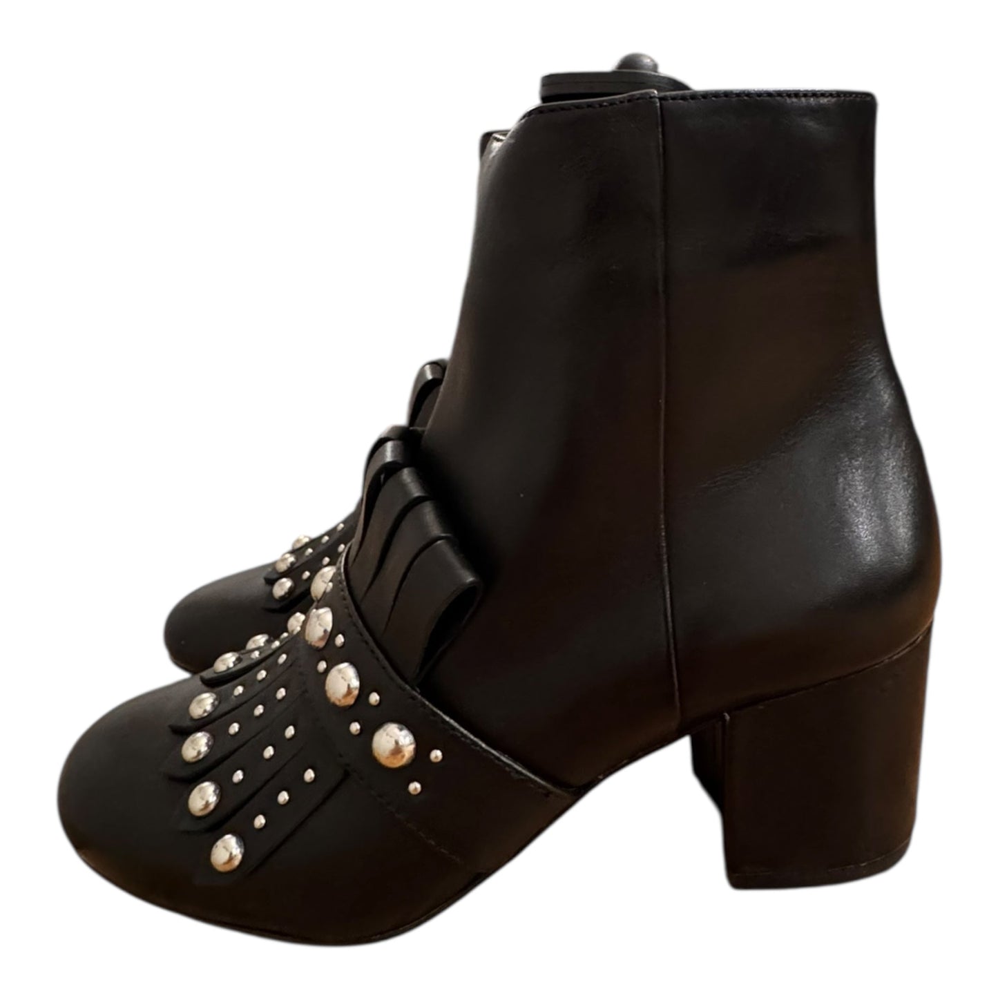 Boots Ankle Heels By Nine West In Black & Silver, Size:6.5