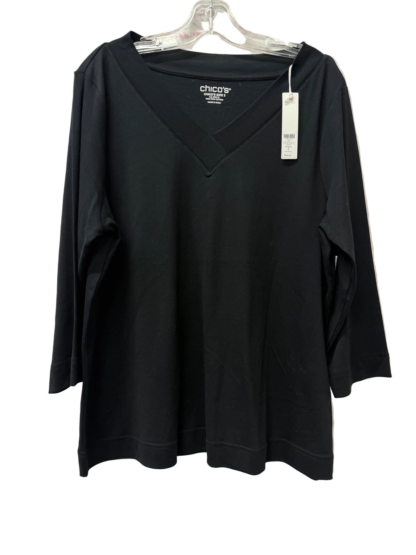 Top Long Sleeve By Chicos In Black, Size: L