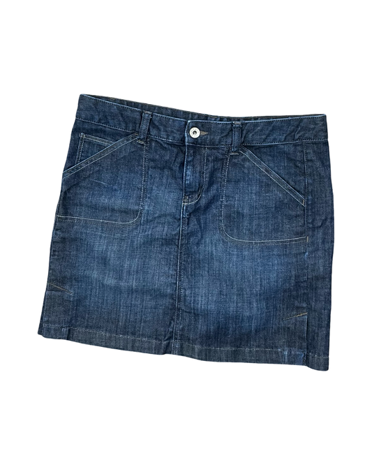 Skirt Mini & Short By Calvin Klein In Blue Denim, Size:12