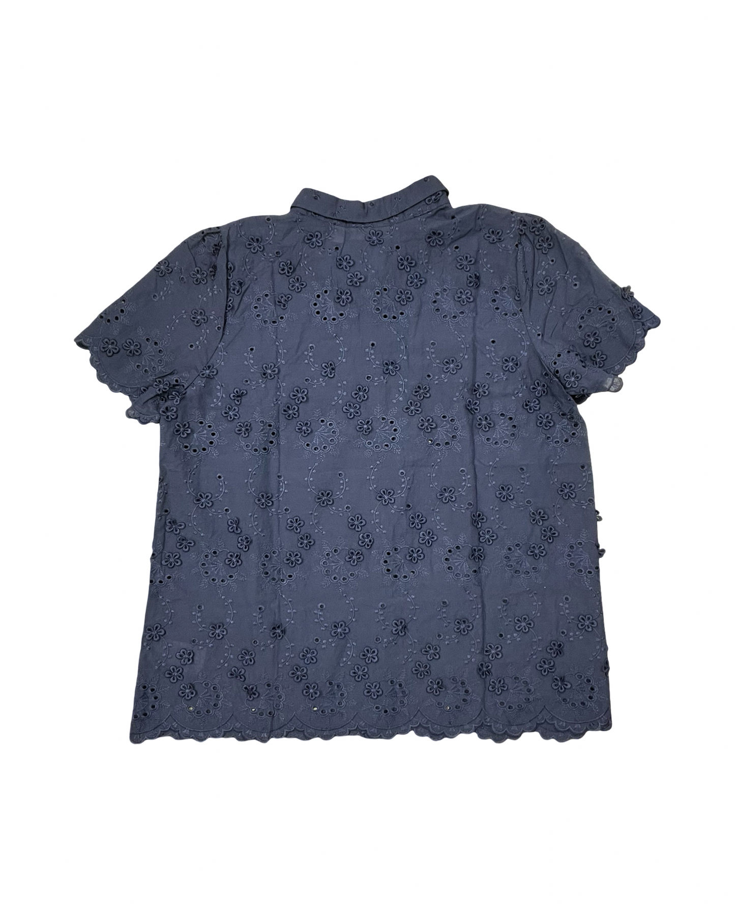 Blouse Ss By Susan Graver In Navy, Size:M
