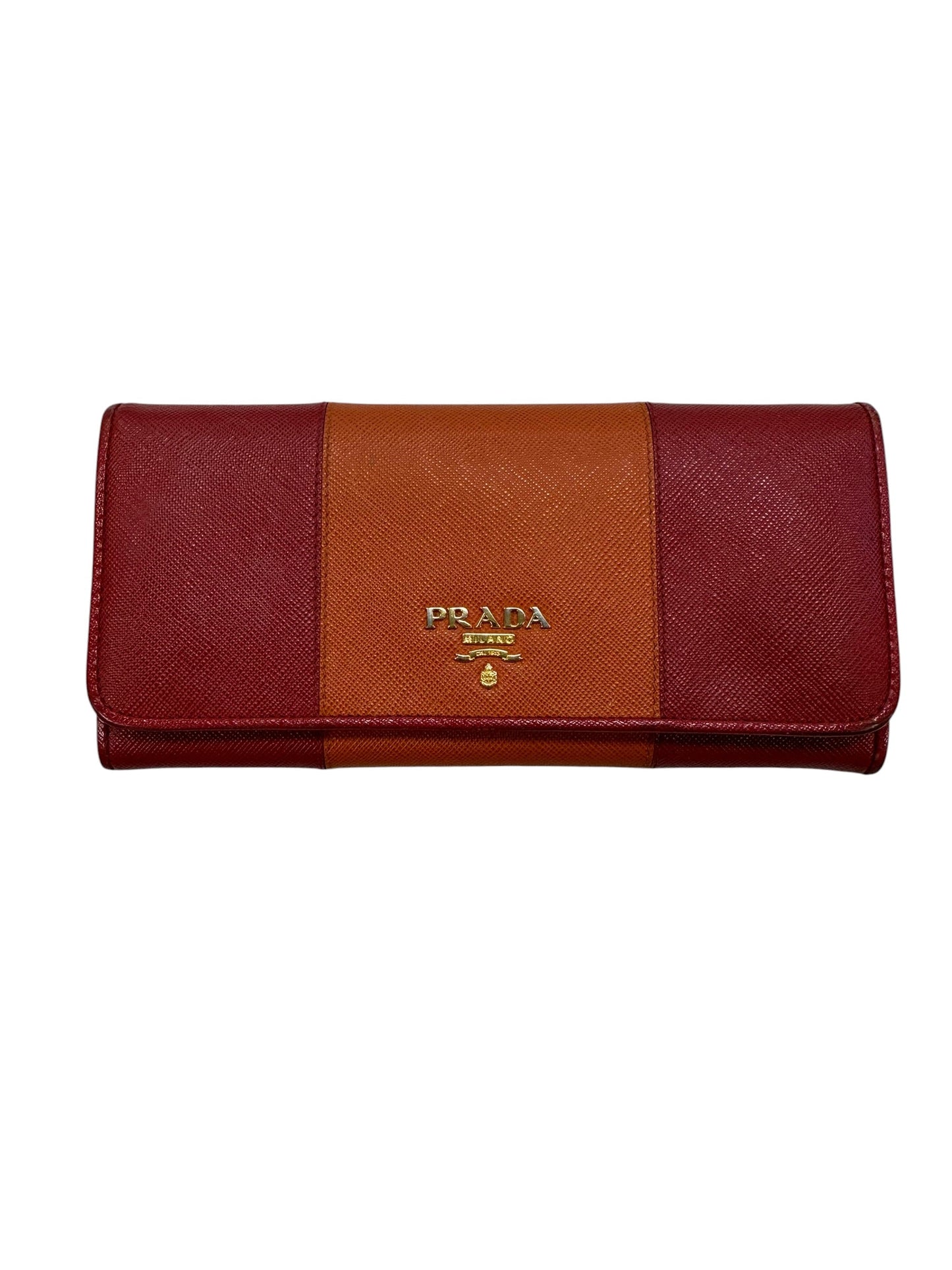 Wallet Luxury Designer By Prada In Orange & Red, Size:Large