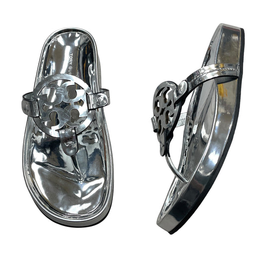 Sandals Designer By Tory Burch In Silver, Size: 7