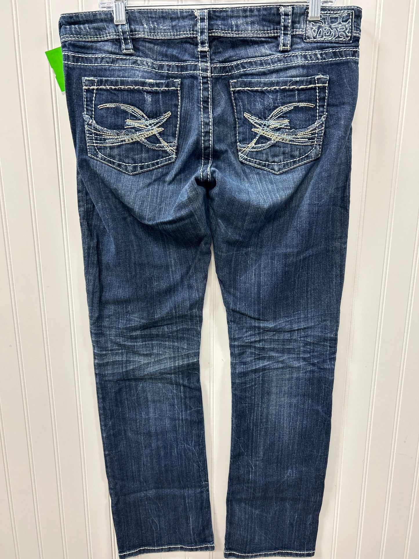 Jeans Straight By Silver In Blue Denim, Size:12