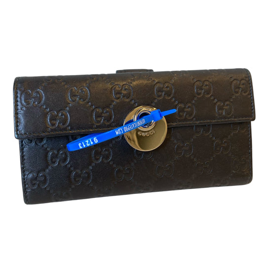 Wallet Luxury Designer By Gucci In Black & Silver, Size:Large