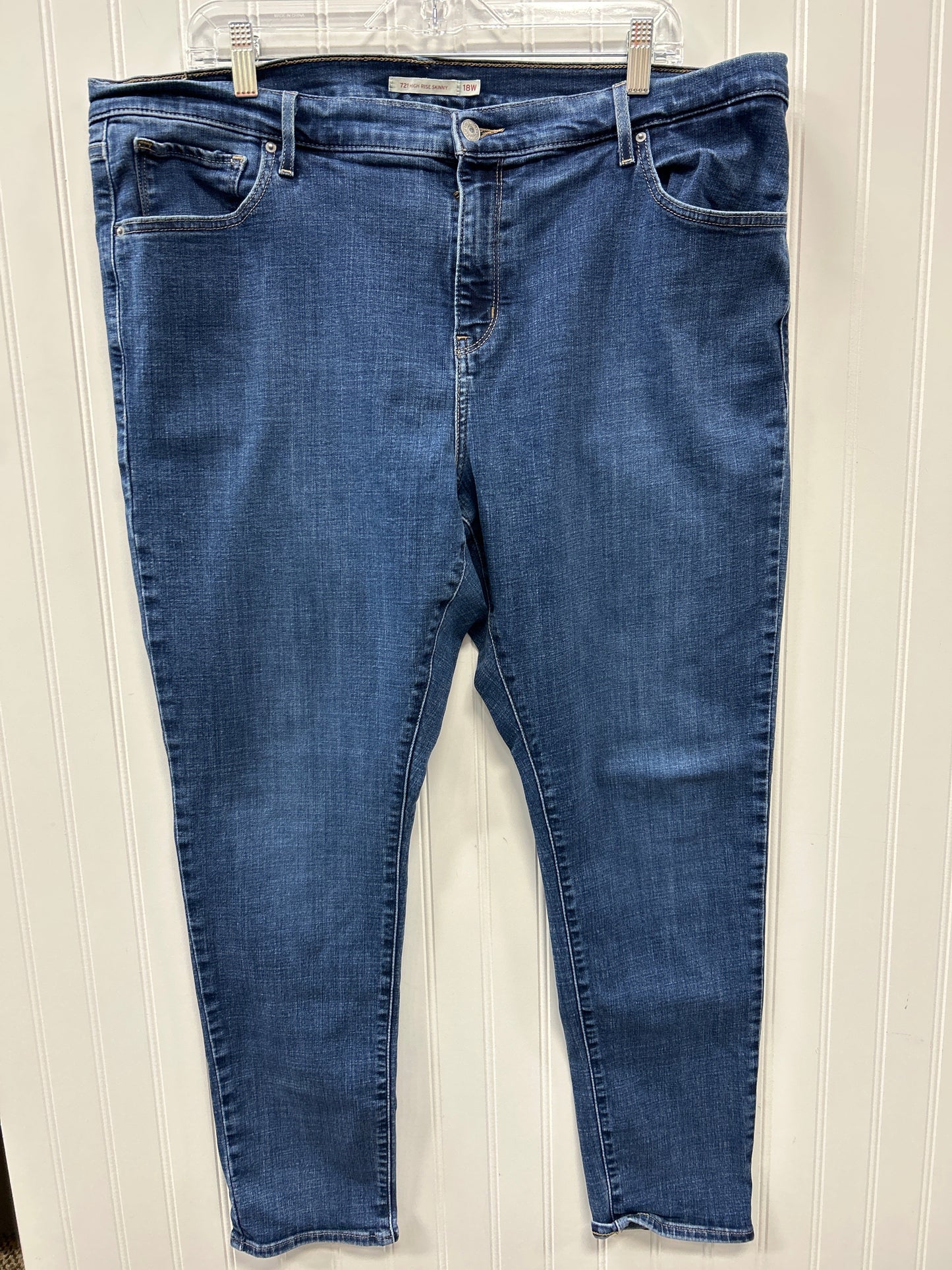 Jeans Skinny By Levis In Blue Denim, Size:18
