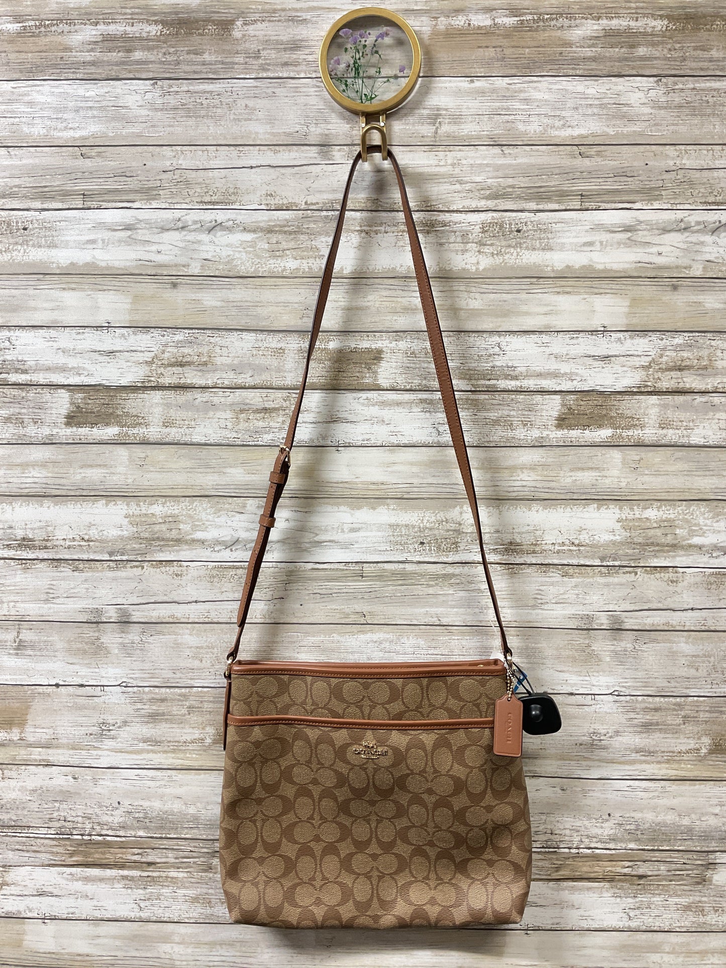 Crossbody Designer By Coach In Brown, Size:Medium