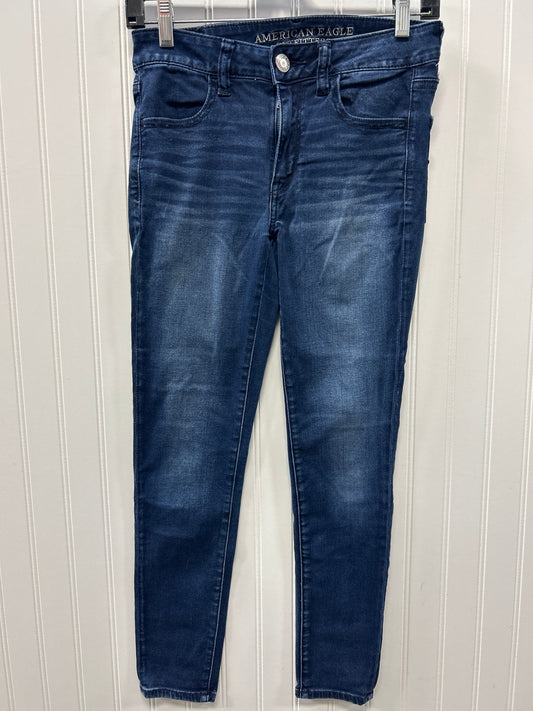 Jeans Skinny By American Eagle In Blue Denim, Size:6