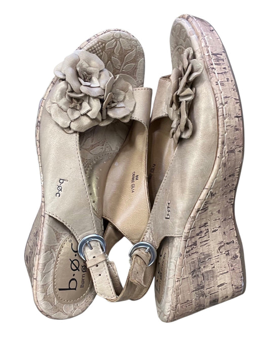 Sandals Heels Wedge By Boc In Tan, Size:8
