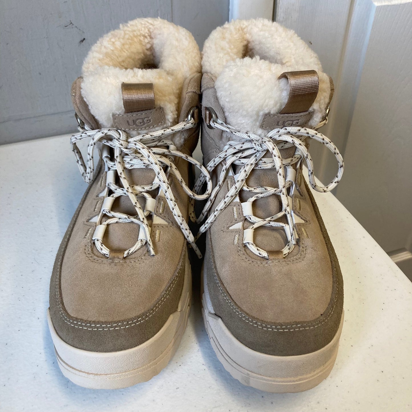 Boots Designer By Ugg In Cream, Size:8.5