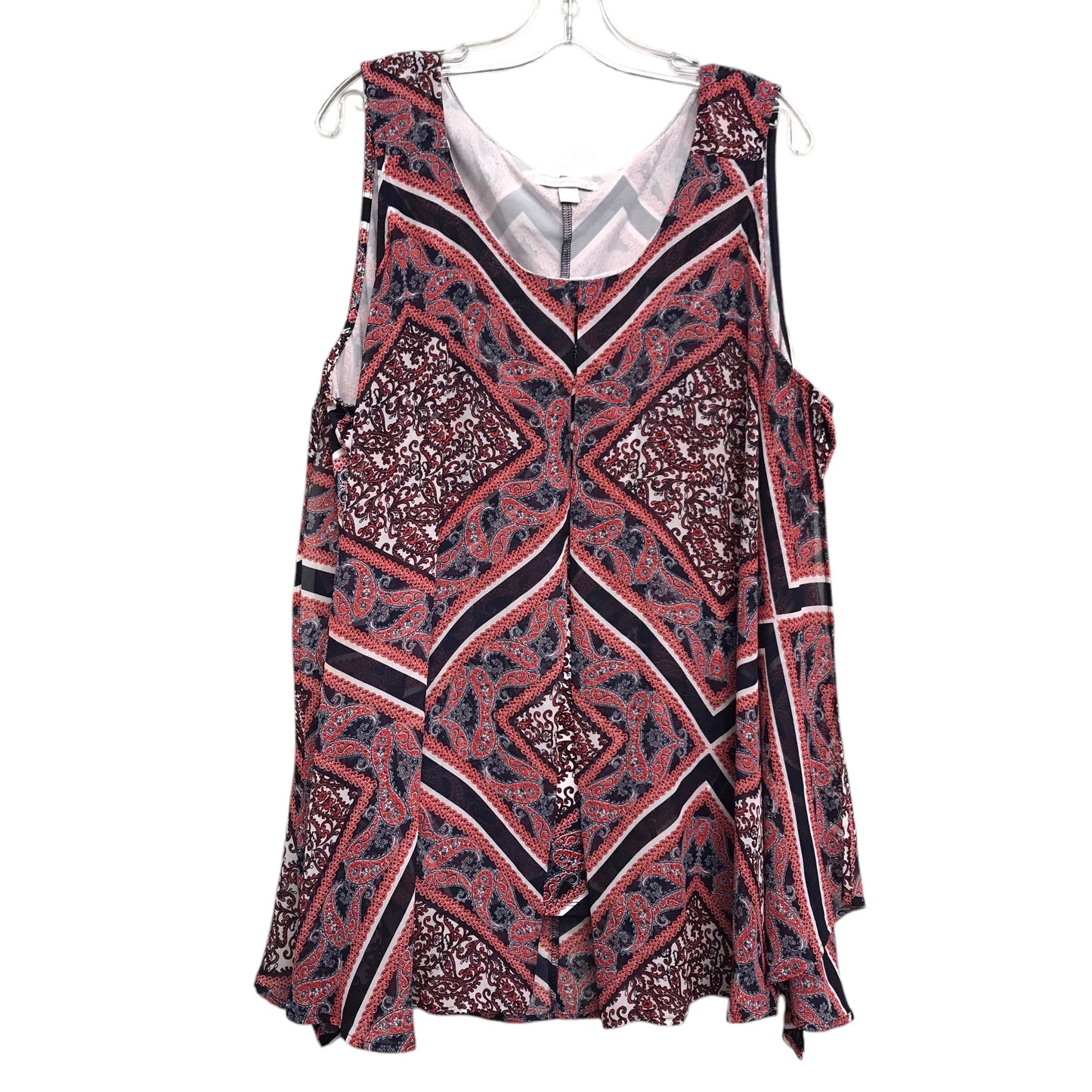 Top Sleeveless By Westport In Blue & Red, Size:3X