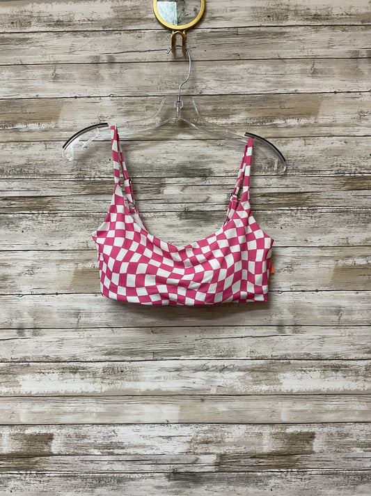 Swimsuit Top By Clothes Mentor In Pink & White, Size:L