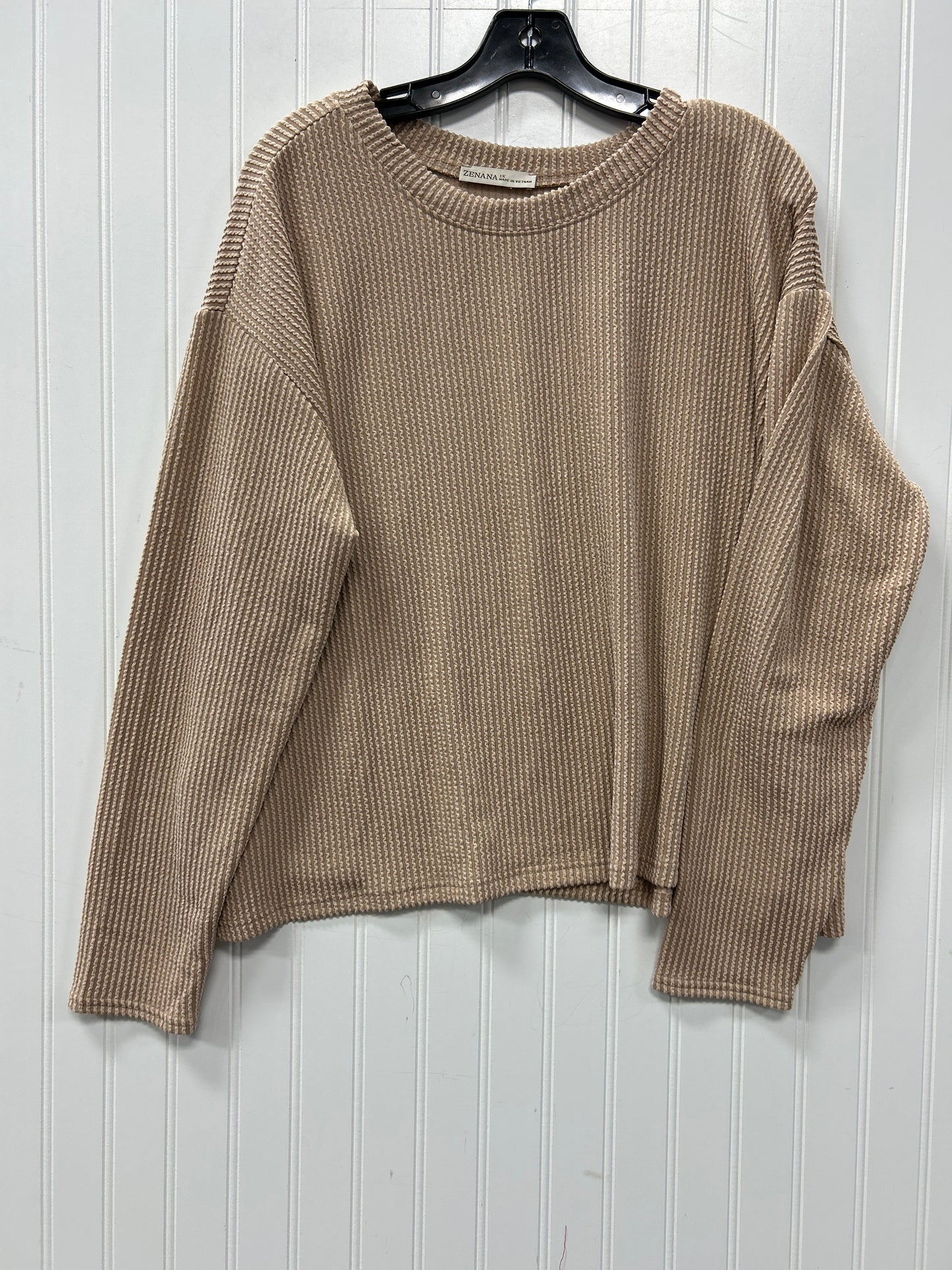 Top Ls By Zenana In Tan, Size:1X