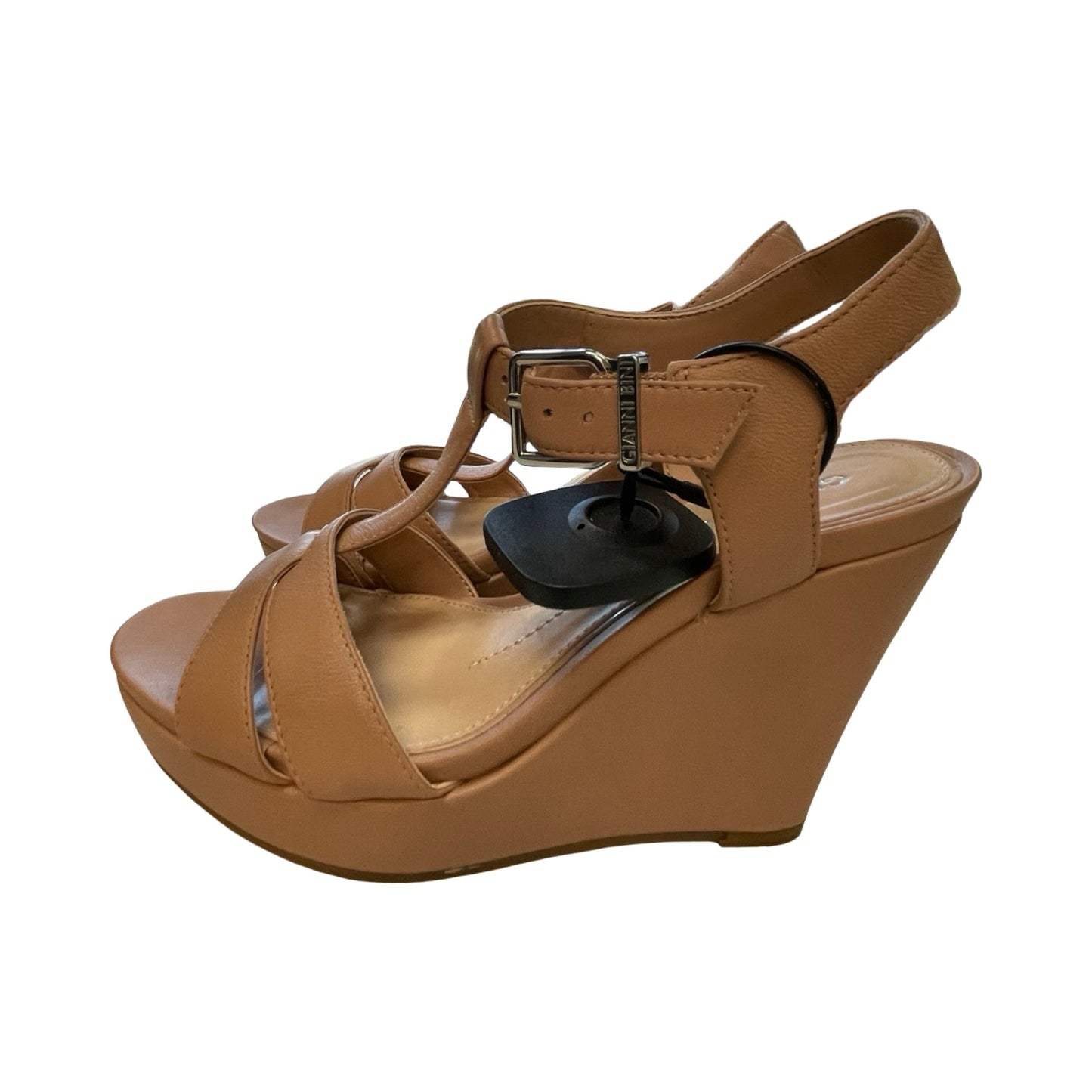Sandals Heels Wedge By Gianni Bini In Tan, Size:6.5